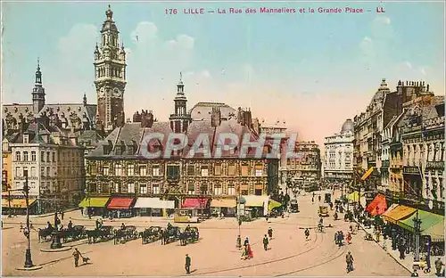 Ansichtskarte AK Lille La Rue des Manneliers et la Grande Place