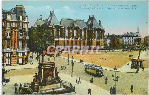 Ansichtskarte AK Lille Place de la Republique et Faidherbe Vue d'Ensemble sur le Palais des Beaux Arts Tramway