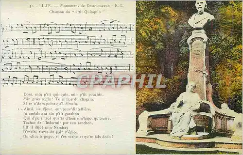 Cartes postales Lille Monument De Desrousseaux Chanson du Ptit Quinquin