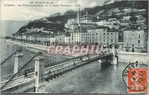 Ansichtskarte AK Grenoble L'Isere Le Pont Suspendu et le Quai Perriere