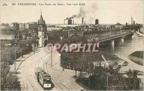 Ansichtskarte AK Strasbourg  Les Ponts du Rhin Vue Vers Kehl Tramway