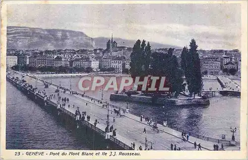Cartes postales Geneve Pont du Mont Blanc et ILe JJ Rousseau