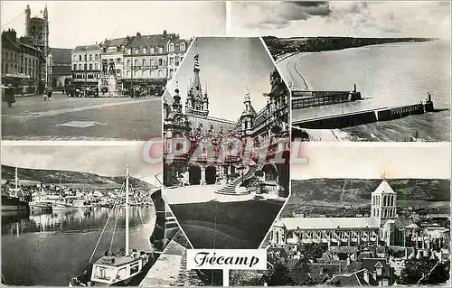 Moderne Karte Fecamp Place Thiers La Plage La Benedictine Le Port L'Abbaye