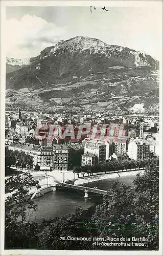 Moderne Karte Grenoble (Isere) Place de la Bastille et le Moucherotte (Alt 1906 m)