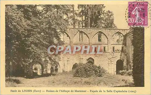 Cartes postales Foret de Lyons (Eure) Ruines de l'Abbaye de Mortemer Facade de la Salle Capitulaire (1205)