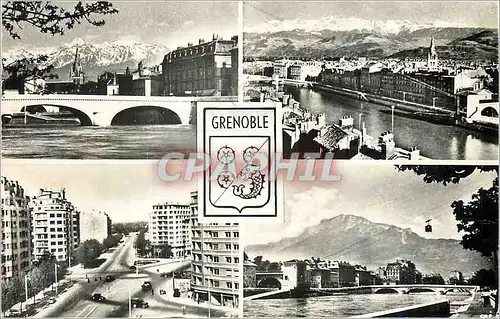 Moderne Karte Grenoble Les Belles Alpes Francaise Vue Generale et Chaine de Belledonne