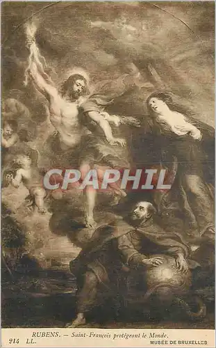 Cartes postales Musee de Bruxelles Rubens Saint Francois protegeant le Monde