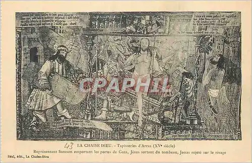 Cartes postales Chaise Dieu Tapisseries d'Arras (XVe Siecle) Representant Samson Emportant les Portes de Gaza