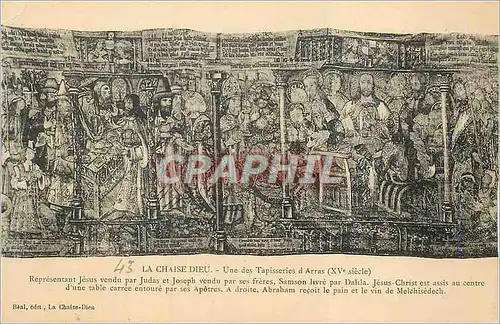 Cartes postales Chaise Dieu Une des Tapisseries d'Arras (XVe Siecle) Representant Jesus Vendu par Judas et Josep