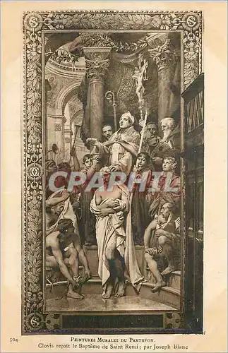 Cartes postales Peintures Murales du Pantheon Clovis Recoit le Bapteme de Saint Remi