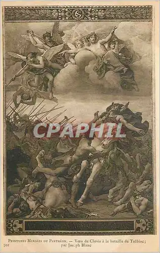 Ansichtskarte AK Peintures Murales du Pantheon Voeu a la Bataille de Tolbiac par Joseph Blanc