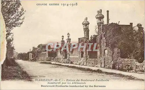 Cartes postales Grande Guerre 1914 1918 Arras (P de C) Ruines du boulevard Faidherbe Militaria