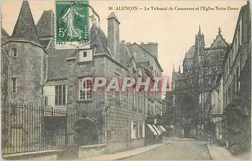Ansichtskarte AK Alencon Le Tribunal de Commerce et l'Eglise Notre Dame