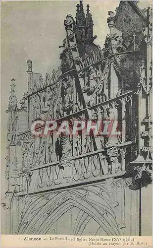 Cartes postales Alencon Le Portail de l'Eglise Notre Dame (XVe Siecle)