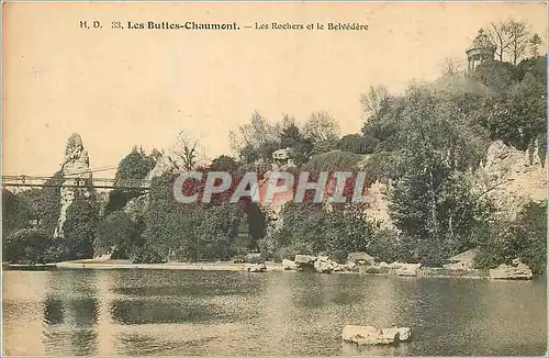 Cartes postales Les Buttes Chaumont Les Rochers et le Belvedere