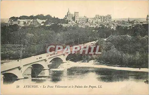 Cartes postales Avignon Le Pont Villeneuve et Palais des Papes