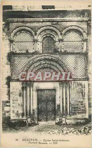 Cartes postales Beauvais Eglise Saint Etienne Portail Roman