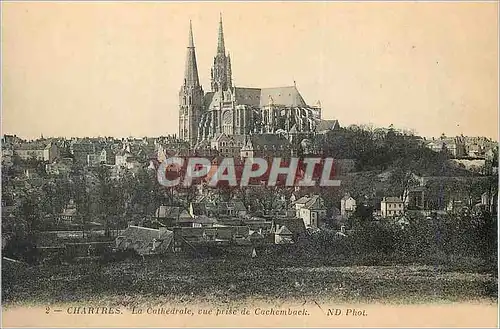 Cartes postales Chartres La Cathedrale une Vue prise de Cachembach