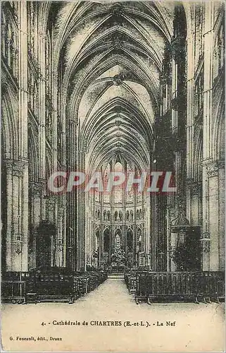 Cartes postales Cathedrale de Chartres (E et L) la Nef