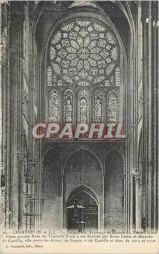 Cartes postales Chartres (E et L) La Cathedrale Transept et Rosace du Portail Nord