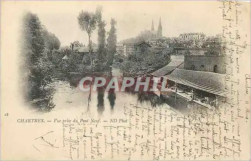 Cartes postales Chartres Vue Prise du Pont Neuf Lavoir (carte 1900)