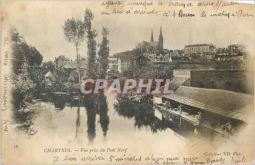 Cartes postales Chartres Vue Prise du Pont Neuf Lavoir (carte 1900)