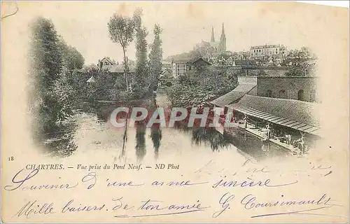 Cartes postales Chartres Vue Prise du Pont Neuf Lavoir (carte 1900)