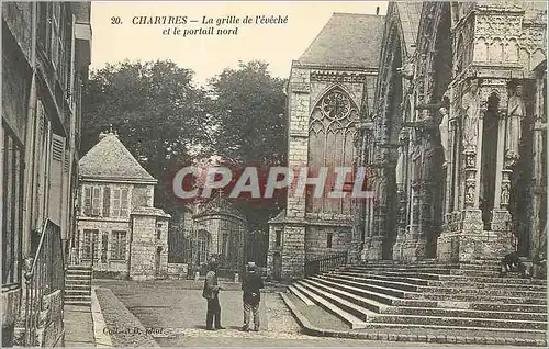 Cartes postales Chartres La Grille de L'Eveche et le Portail Nord