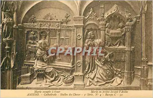 Cartes postales Amiens Cathedrale Stalles du Choeur Marie Occupee a Tisser