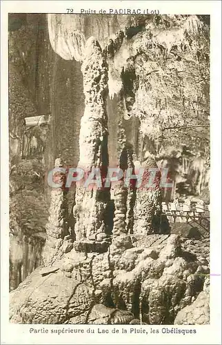 Cartes postales Puits de Padirac (Lot) Partie Superieure du Lac de la PLuie les Obelisques