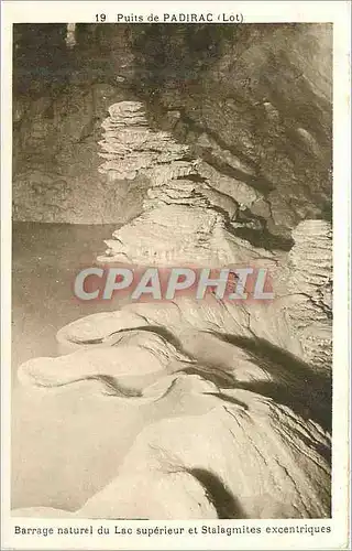 Cartes postales Puits de Padirac (Lot) Barrage Naturel du Lac Superieur et Stalagmites Excentriques