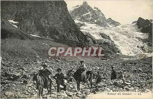 Cartes postales le Dauphine la Grave Retour du Glacier Ane Donkey