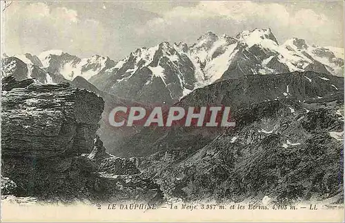 Cartes postales le Dauphine la Meije 3987m et les Ecrins 4103m