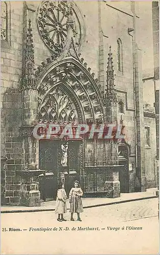 Ansichtskarte AK Riom Frontispice de N D de Marthuret Vierge a L'Oiseau Enfants