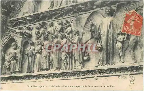 Cartes postales Bourges Cathedrale Partie du Tympan de la Porte Centrale Les Elus