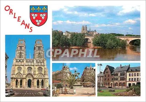 Cartes postales moderne Orleans (Loiret) vue de la Loire La Cathedrale place du Martroi Maison de Jeanne d'Arc