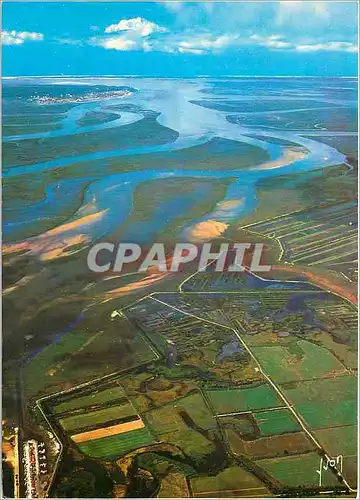 Moderne Karte Bassin d'Arcachon (Gironde) Tres belle vue du Bassin a Maree Basse