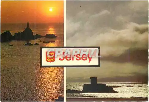 Moderne Karte Jersey La Corbiere Lighthouse and St Ouen's Bay Jersey C I