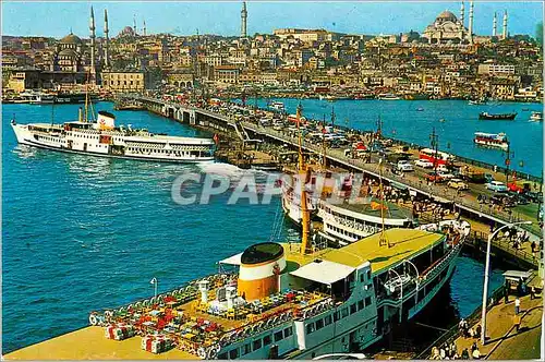 Cartes postales moderne Istanbul ve Guzellikleri le Pont de Galata Nouvelle Mosque et Suleymaniye