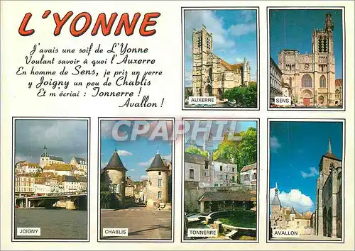 Moderne Karte Les Merveilles de l'Yonne La Cathedrale Saint Pierre d'Auxerre Sens Joigny Chablis Tonnerre Aval