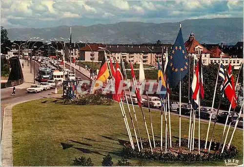 Moderne Karte Strasbourg (Bas Rhin) Le Pont de l'Europe sur le Rhin