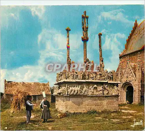 Moderne Karte Couleur de Bretagne Folklore Calvaire de Tronoen