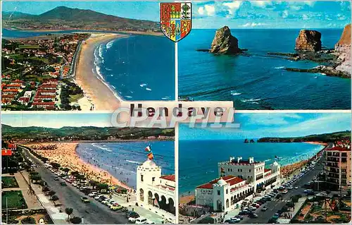 Cartes postales moderne Hendaye La Plage au Fond L'Espagne Les Deux Jumeaux Le Casino La Plage