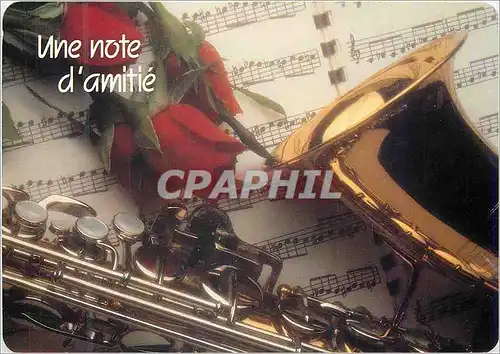 Cartes postales moderne une Note d'Amitie Saxophone