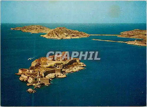 Moderne Karte le Carrefour du Monde Marseille le Chateau d'If et les Iles du Frioul vue Aerienne