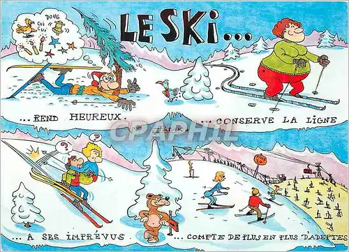 Moderne Karte le Ski (d'apres un Dessin de Patrick Legrand)