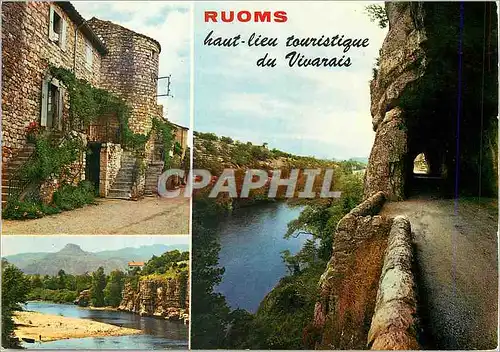 Cartes postales moderne Ruoms (Ardeche) le Vieux Village le Rocher de Sampzon et le Defile