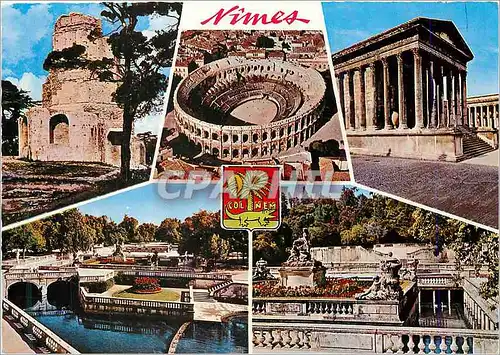 Moderne Karte Nimes (Gard) la Tour Magne les Arenes la Maison Carree