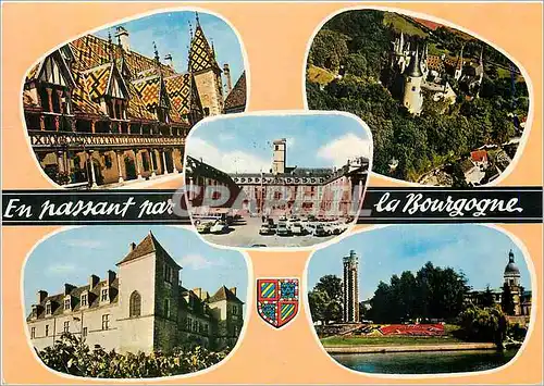 Moderne Karte En Passant par la Bourgogne Beaune l'Hotel Dieu Chateau de la Rochepot Dijon Palais des Ducs de
