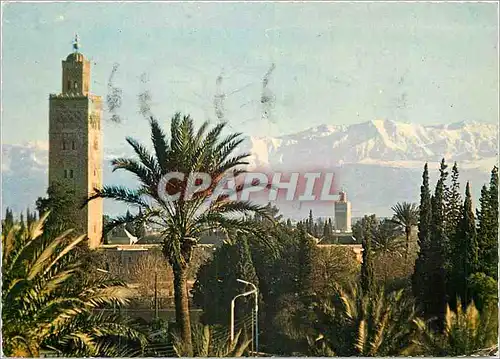 Cartes postales moderne Marrakech Koutoubia mit grossem Atlas